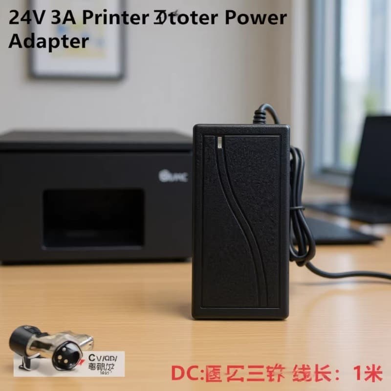 24V 3A 1.5A 2.5A 2A Power Adapter with Round 3-Pin Connector for Kitchen Receipt, Barcode, Thermal, and Express Printers