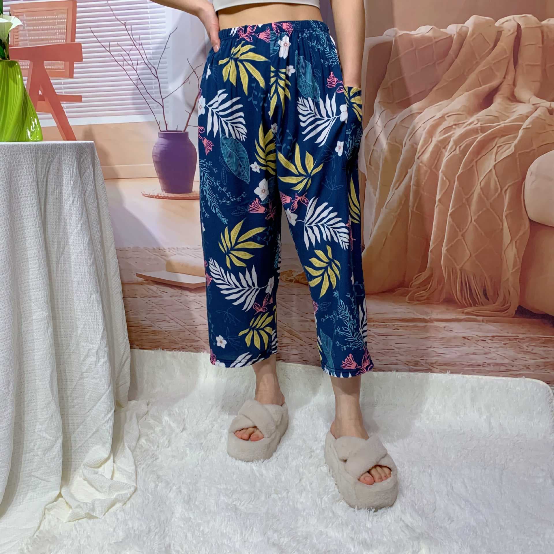 2026 New Trendy Cotton Silk 7/10 Length Sports Pants, Thin Home Quick-Dry 7/10 Wide Leg Pants for Women, Summer Outwear