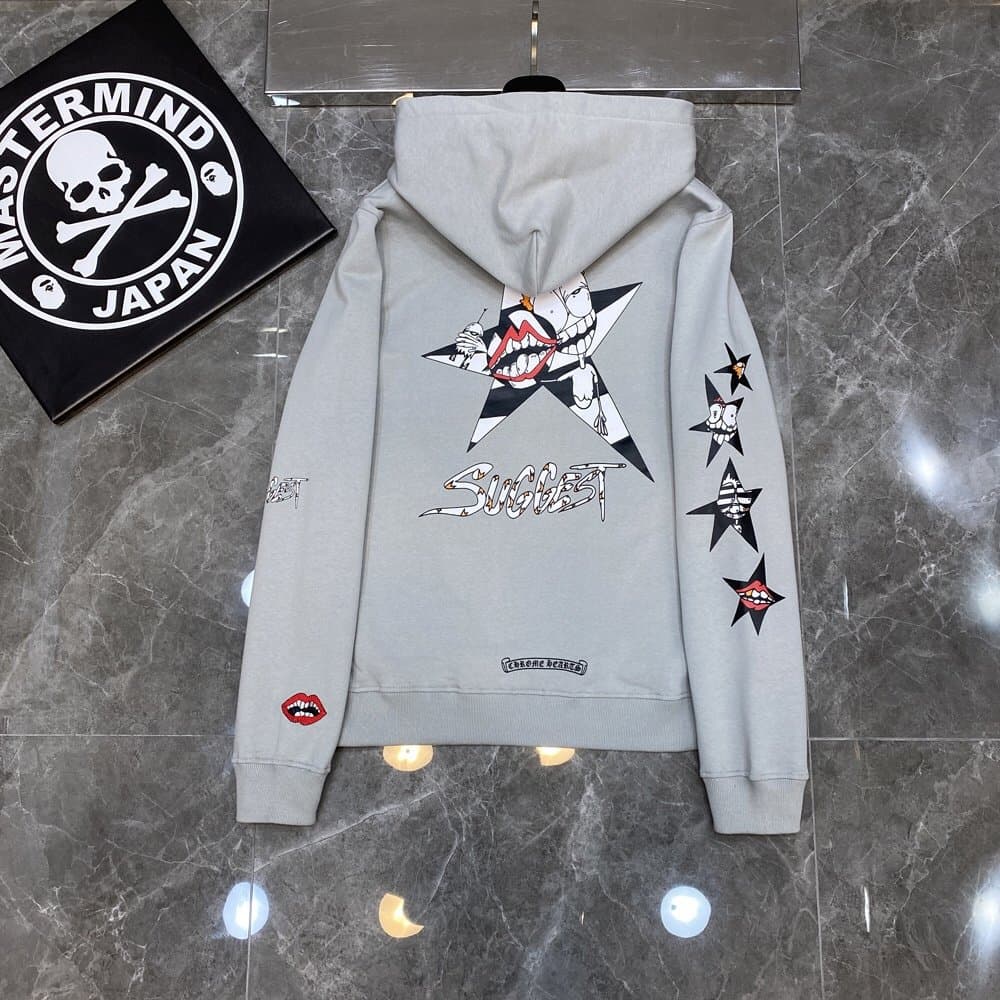 Authentic Chrome Hearts 21ss Mattyboy Limited Edition Graffiti Lips Embroidered Hoodie