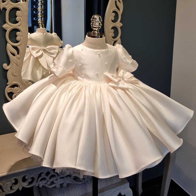 Baby Girl's First Birthday Party Dress Summer Infant Princess Tutu Flower Girl Dress for Crawling Ceremony and Little Hostess