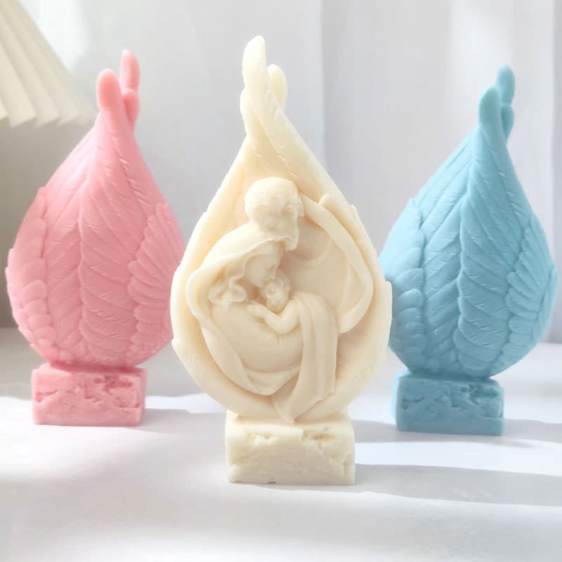 Virgin Mary and Jesus Family Candle Silicone Mold, Jesus Home Decoration, Holy Family Scented Candle Decor