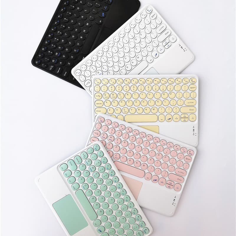 10inch Tablet Phone Suitable for Apple Android Microsoft Three Systems Retro Round Cap Wireless Key Touch Bluetooth Keyboard