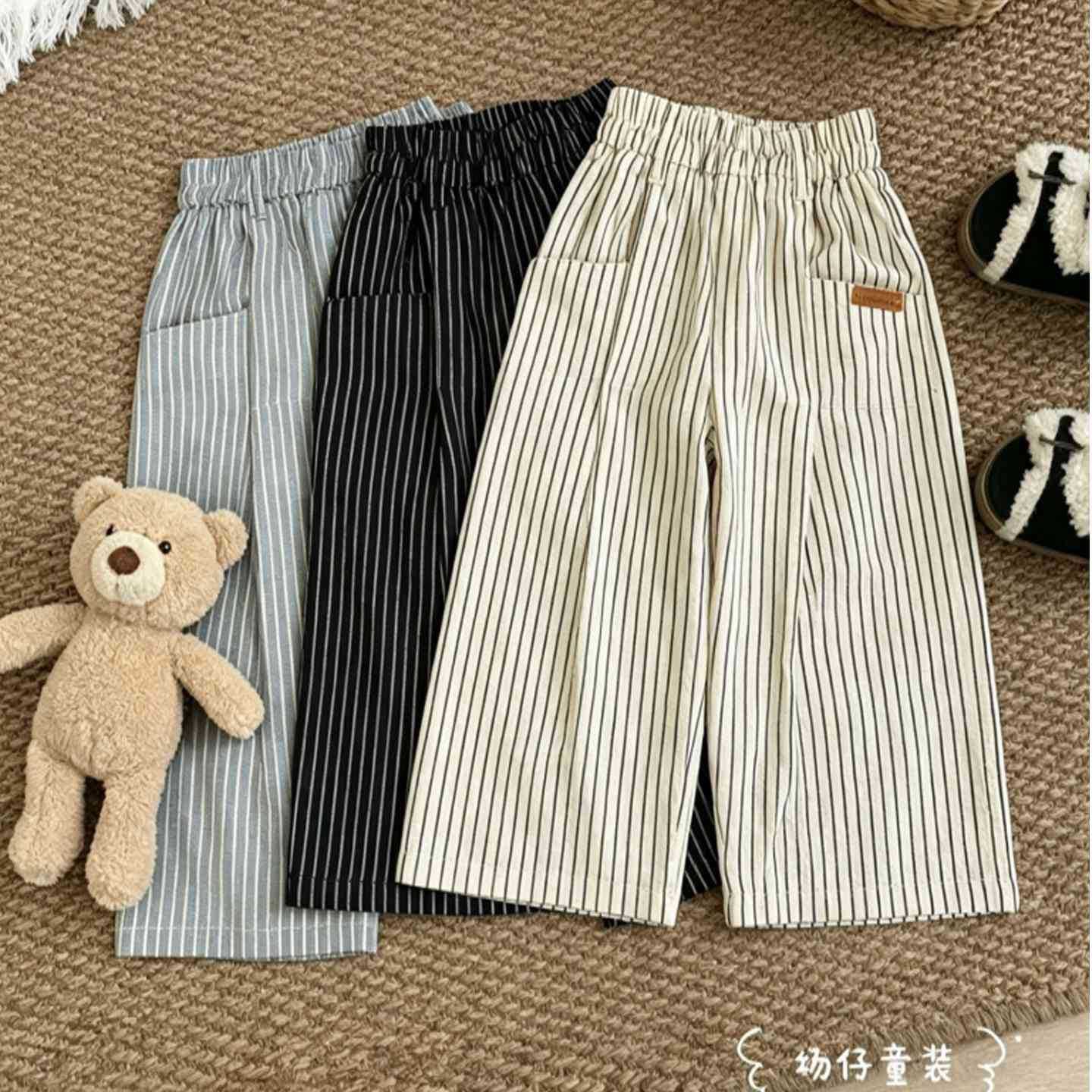 Baby classic all-match striped pants summer new universal casual wide-leg pants for boys and girls thin children's anti-mosquito pants