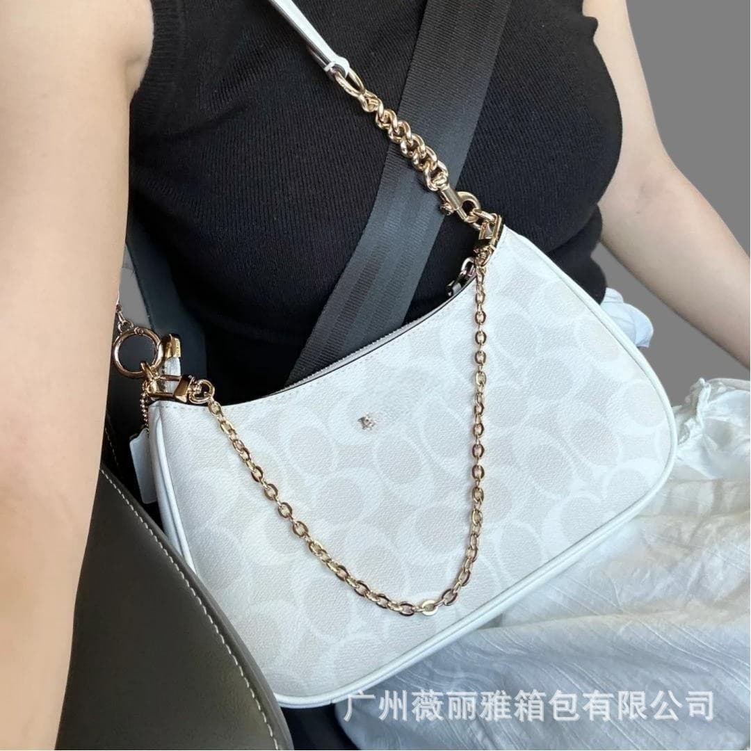 Cross-border Koujia's new teri25 armpit bag genuine leather printed chain small fragrance style portable shoulder crossbody mahjong bag