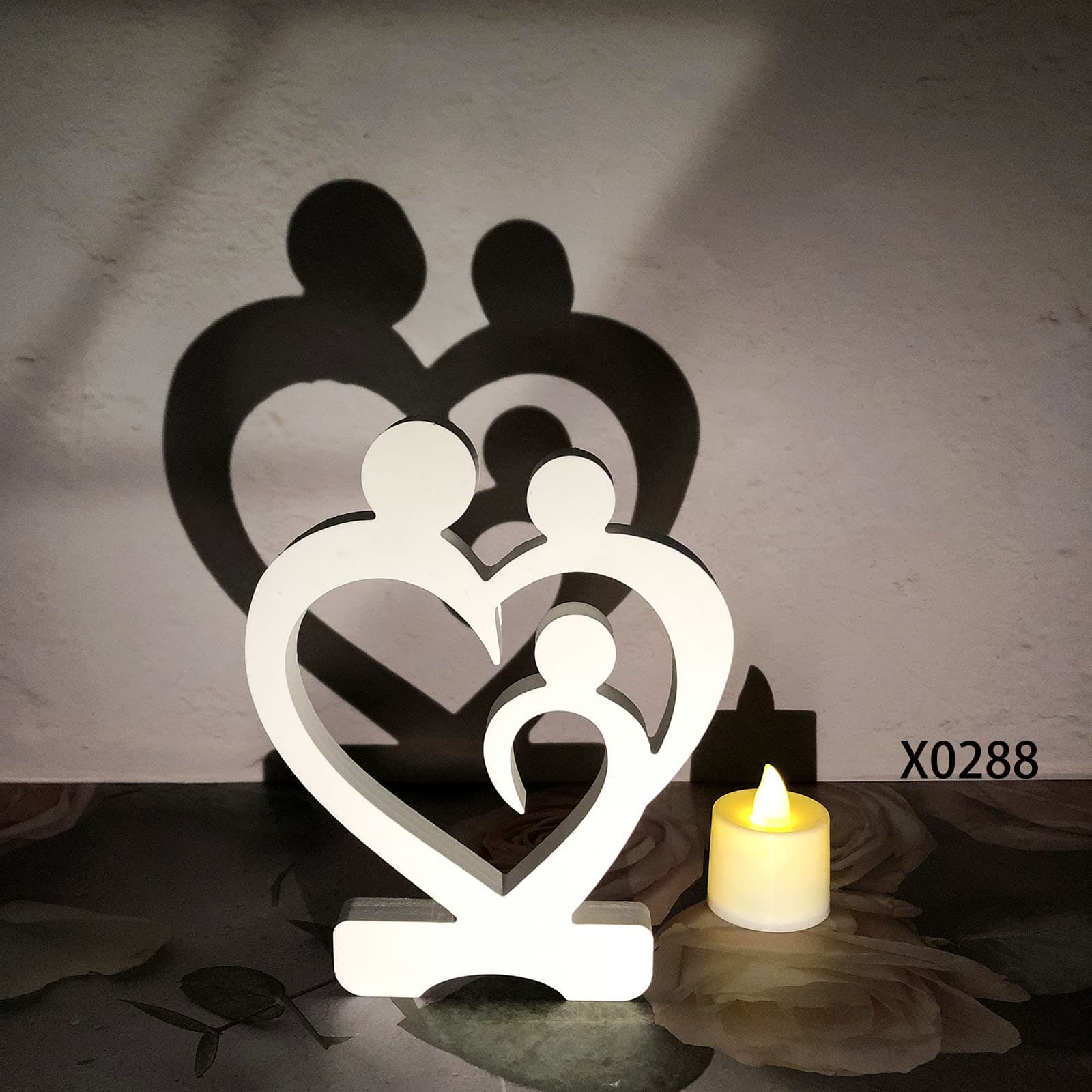 X0288 Family of Three Heart Crystal Glue Ornaments Decoration Mold, Desktop Ornaments DIY Silicone Mold