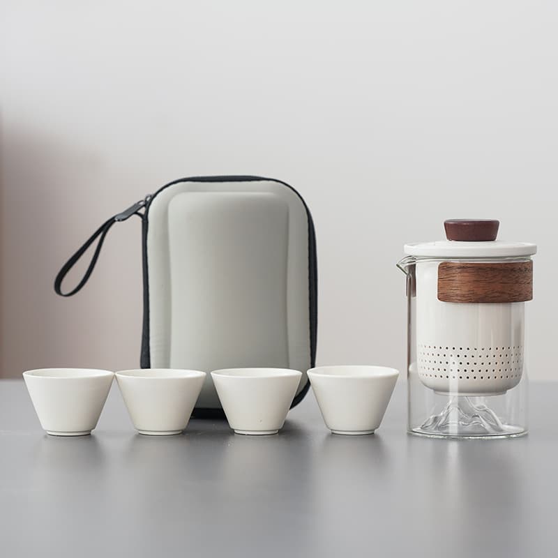High-End Travel Tea Set, Portable Heat-Resistant Handheld Glass Tea Pot, Quick Cup Kung Fu Souvenir, Business Gift