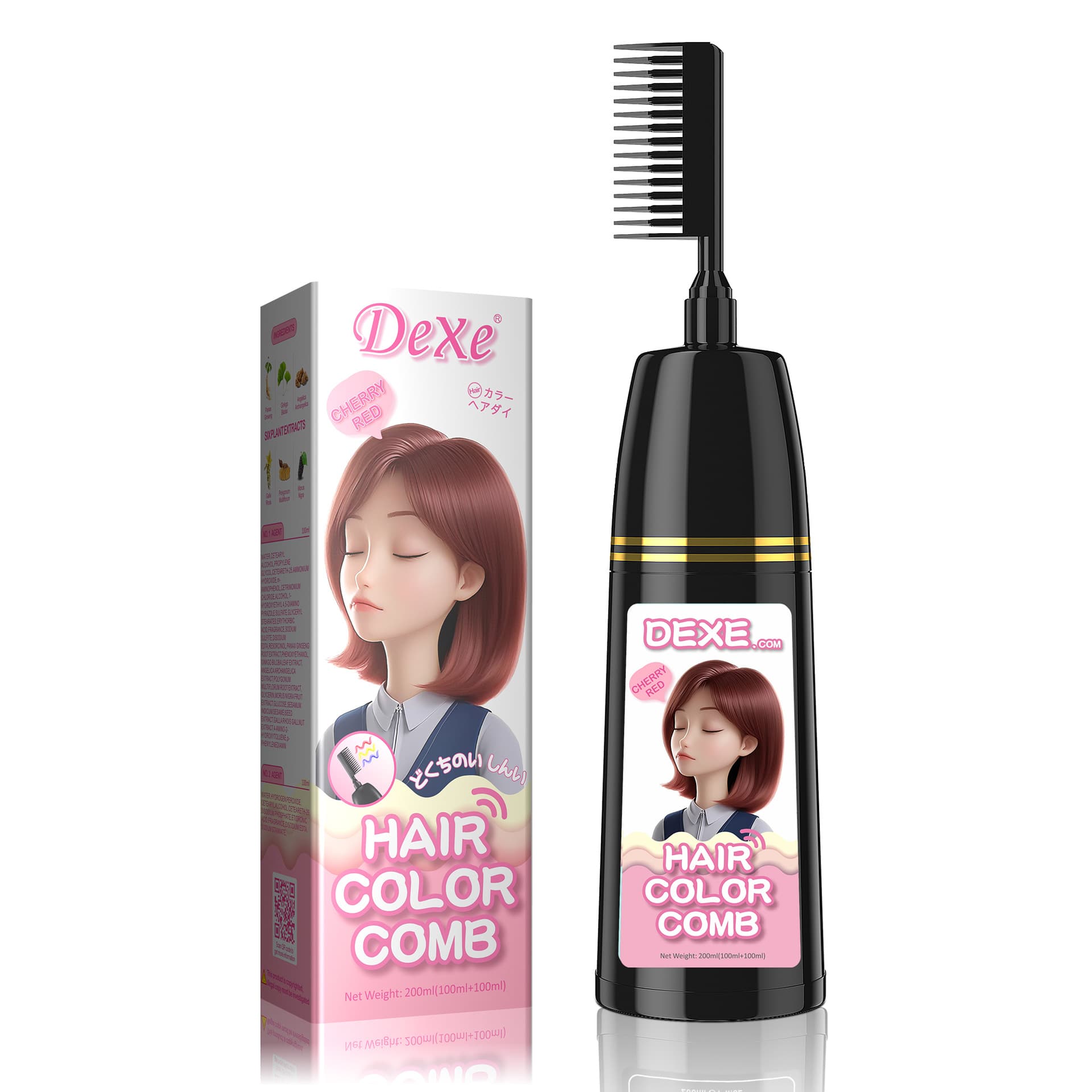 Cross-border Hot Selling Dexe One-Comb Black Hair Dye Pouch Plant-Based Hair Colorant Cover Gray Hair Black for Seniors