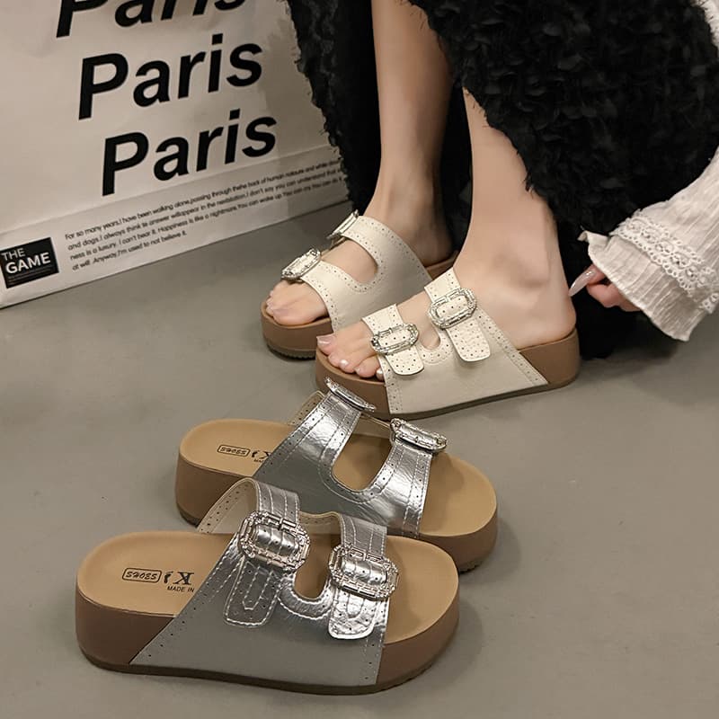 Height Increase Thick Sole Birkenstock Sandals for Women Summer Outdoor 2026 New with Dresses Non-Slip Beach Flat Sandals