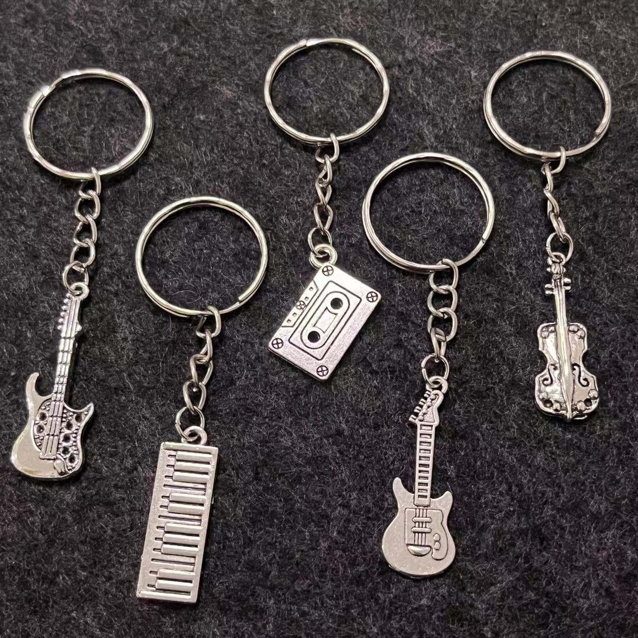Guitar Piano Drum Set Saxophone Electronic Keyboard Harp Violin Cross-Border Musical Instrument Keychain