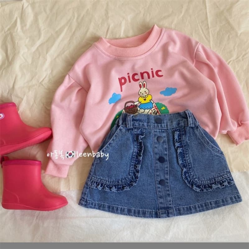 Children's 2025 Spring Summer Autumn New Arrival Girls' Mushroom Lace Denim Skirt, Korean-style Versatile Denim Skirt for Baby Girls