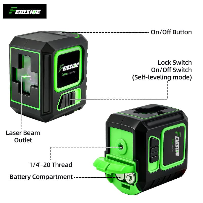 2-Line Laser Level High Precision Portable Self-Leveling Outdoor Bright Light Laser Infrared Line Projector