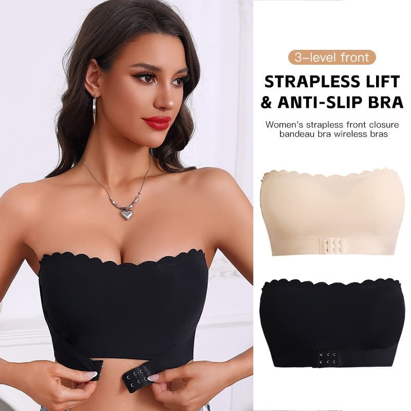 Cross-border Hot Selling Backless Bra Breathable Bra Front Button Strapless Invisible Tube Top Push-up Non-slip One-piece Wrap