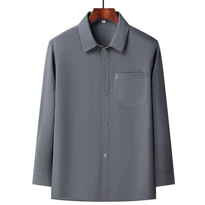 Father's Spring/Autumn Shirt for Middle-aged and Elderly Men, Loose Fit, Thin Long-sleeve Dress Shirt, Wholesale