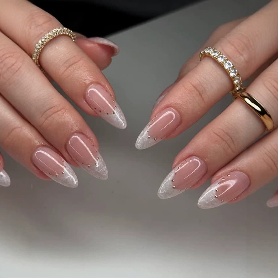 Cross-border Hot-selling Press-on Nails Short Almond French Gilded Ice Transparent Nail Tips Finished Simple Factory Wholesale