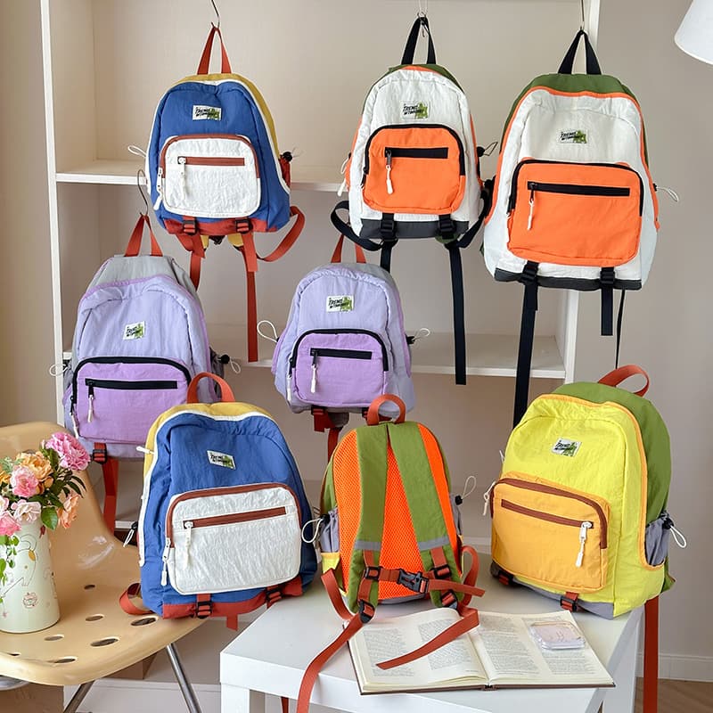 New Kindergarten Primary School Bags Korean Style Bags Fashion Color Matching Boys and Girls Backpacks Children's Backpacks Trendy Bags