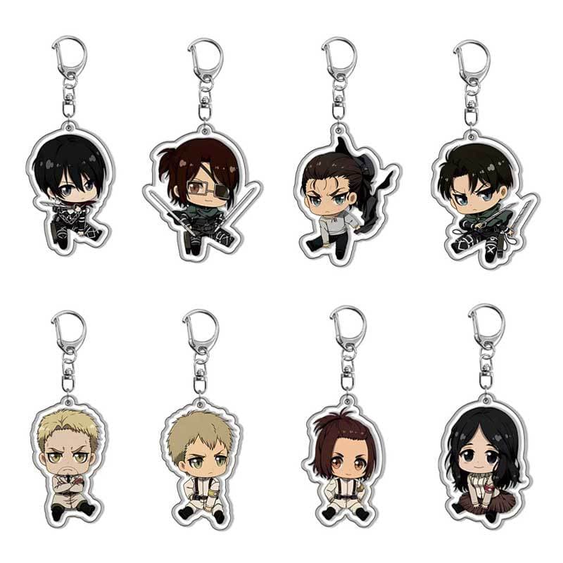 Attack on Titan Keychain - Eren Yeager, Mikasa Ackerman. Acrylic Double-Sided Keychain