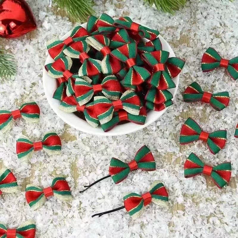 New creative Christmas large bow with bell pendant, Christmas atmosphere hair clip decoration, Christmas tree ornament