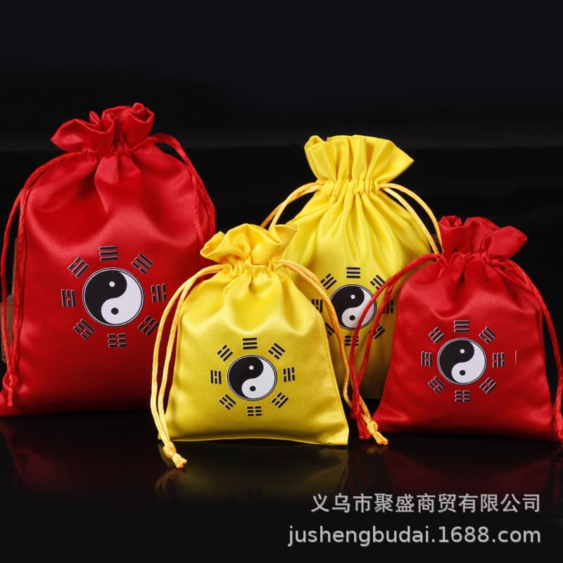 Taoist Red Bagua Lucky Bag, Large Size, New Chinese Style Brocade Gift Bag, Drawstring Bag, Red Envelope Bag, Tai Sui