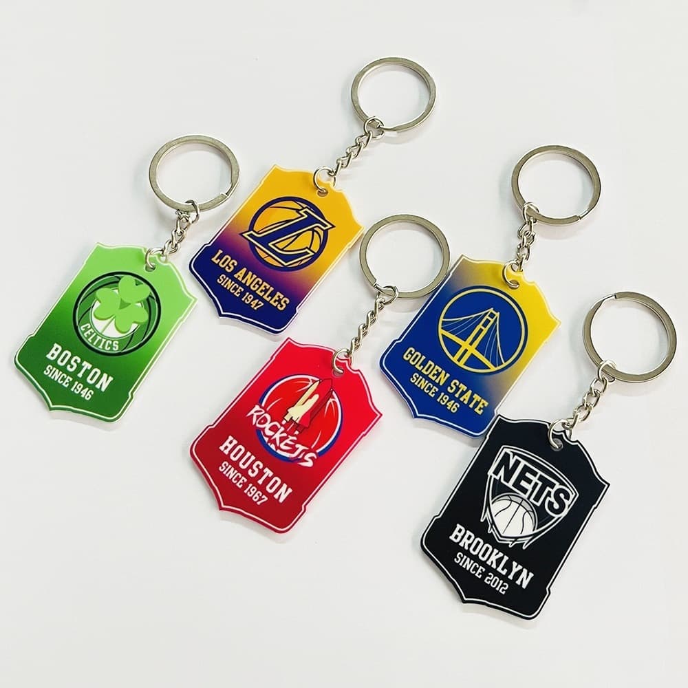 Basketball Club Keychain Kobe Lakers Cavaliers Warriors Nets Team Keychain Acrylic Pendant for Men