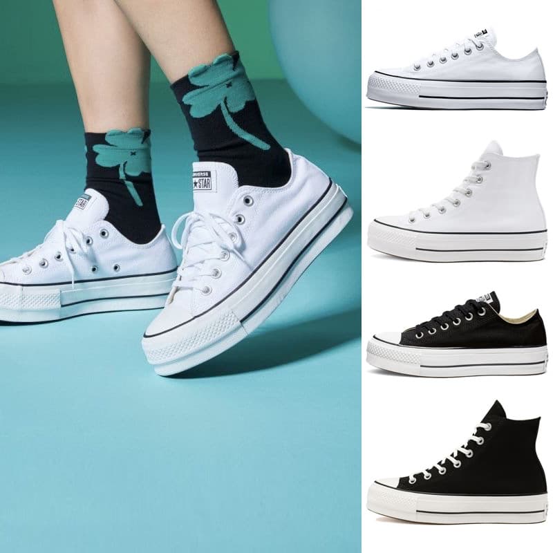 Putian Shoes Meiqi Converse Original Thick Sole Platform Canvas Shoes Women's All Star Lift Height-Increasing White Shoes