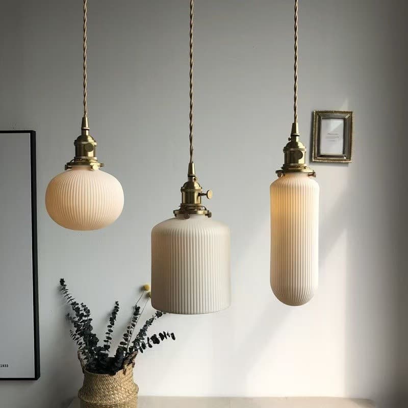 Vintage Pendant Light Japanese-Style Walnut Wood Retro Wabi-Sabi Style Pendant Light Brass Ceramic Minimalist Entryway Dining Room Bar Counter Bedroom