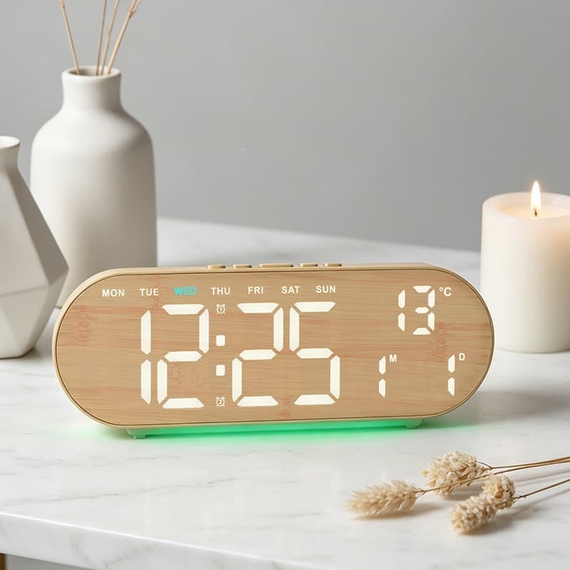 Electronic clock hotel table clock LED atmosphere light alarm clock desk clock GH8066 plastic decorative atmosphere alarm clock