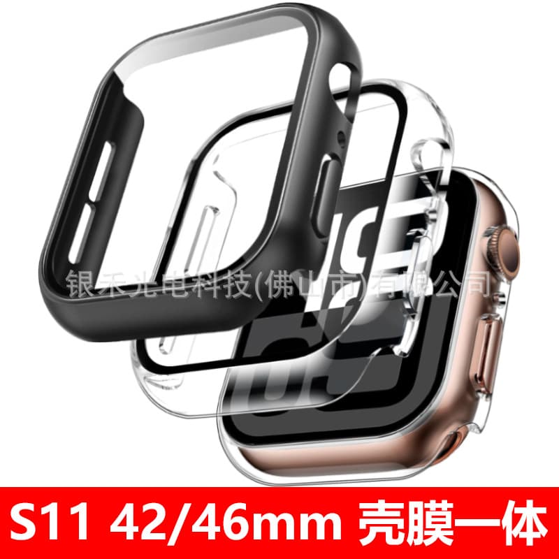 Compatible with iWatch 11/9 Watch Case PC Hard Shell Tempered Glass Film Integrated Protective Cover 6 Apple Watch Case