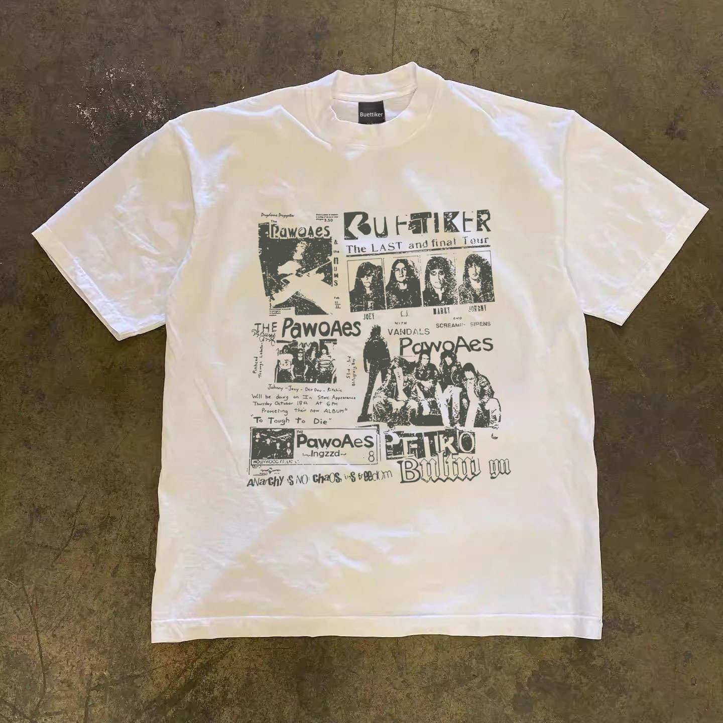 American retro cleanfit rock band poster printed short-sleeved T-shirt for men and women loose cotton half-sleeved tops