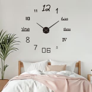 Nordic No-Drill Creative 3D Stereo Clock for Bedroom Dining Room DIY Hanging Acrylic Silent Digital Wall Sticker Clock