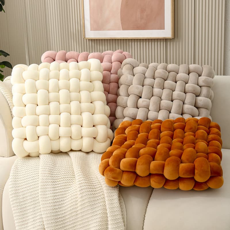 Amazon Nordic Ins Style Seat Cushion Woven Pillow Square Plush Home Throw Pillow Sofa Cushion Decoration Bay Window Pad