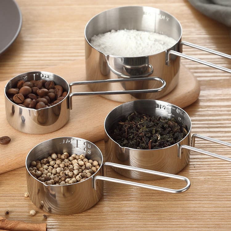 430 stainless steel measuring cup measuring spoon four-piece set graduated flour spoon baking quantitative small spoon coffee bean measuring spoon
