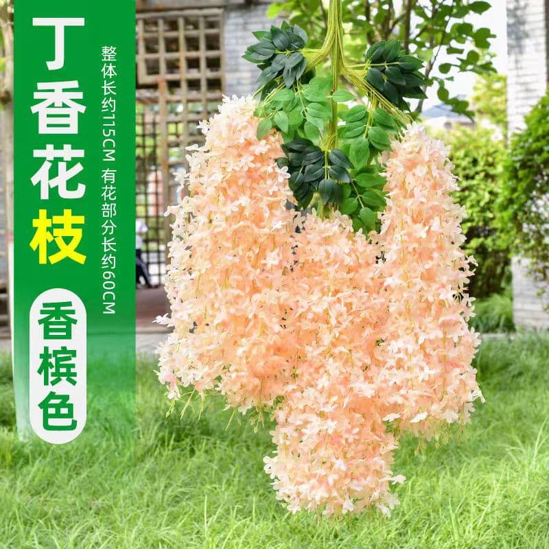 Artificial Wisteria Fake Flowers Violet Hanging Flowers for Scenic Corridor Living Room Ceiling Flower String Plastic Artificial Flowers