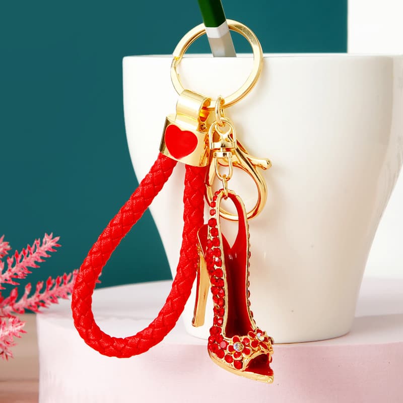 Girly High Heel Car Keychain Cute Creative Bag Pendant Metal Key Ring Small Gift Wholesale