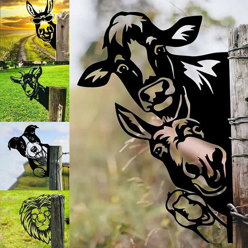 Cross-border independent station garden fence animal decorations humorous donkey outdoor farmhouse yard ornaments metal crafts