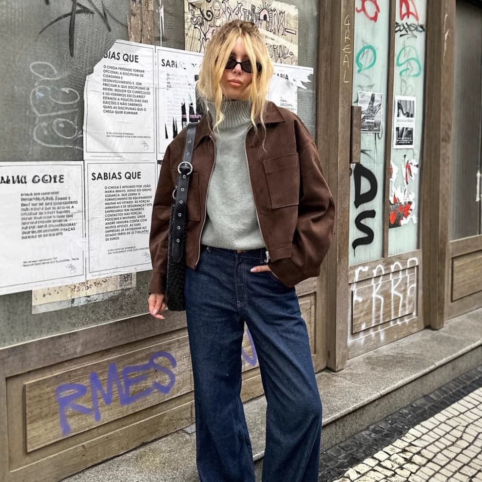 2026 Spring European and American Retro Trendy Loose Jacket Tops Women's New Brown Suede Jacket Fashion Women's Clothing