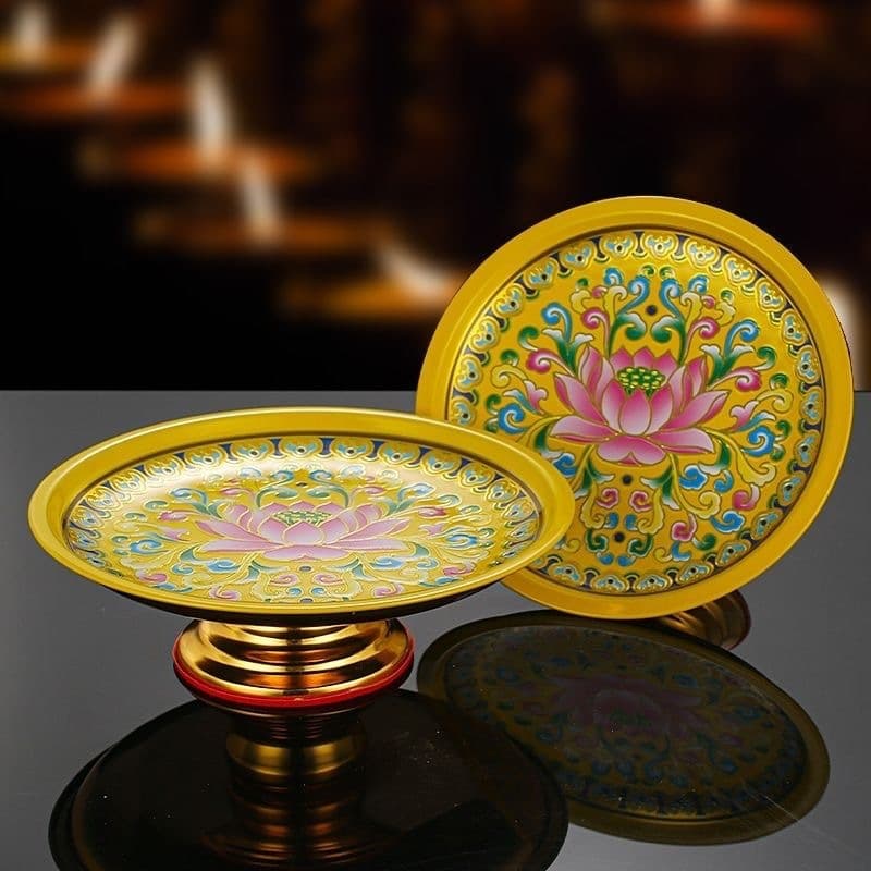 Household fruit plate for Buddha, fruit plate for the God of Wealth, fruit plate, Chinese alloy Buddha, lotus plate for worship, new style