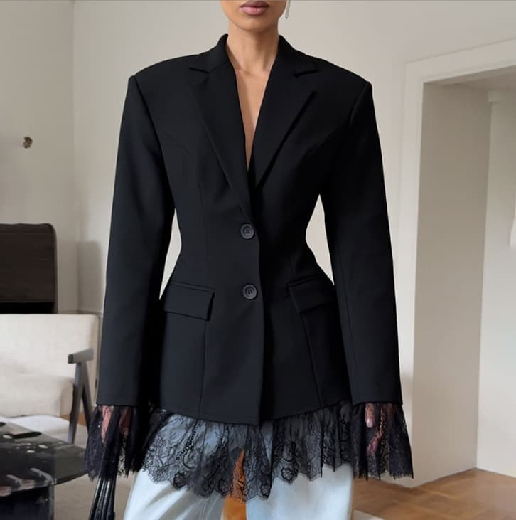 Amazon's new high-end waist slim-fitting lace splicing suit jacket is designed to be stylish, European and American