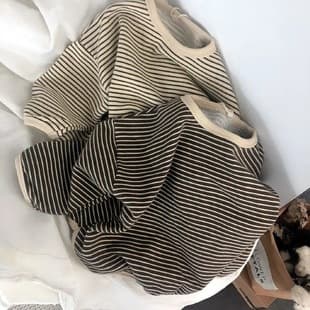 2023 Spring/Fall New Korean Fresh Loose Striped Top Kids T-Shirt Basic Layering Tee