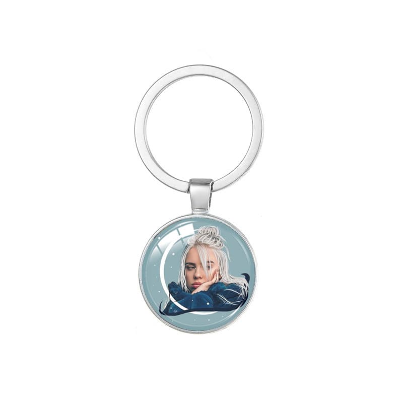 Singer Billie Eilish star street style alloy time stone key ring