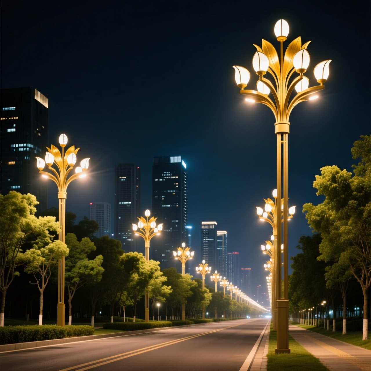 Chinese Lantern 5m/6m/7m/8m/10m Nine-Head Magnolia Light, Outdoor High Pole Lighting Street Lamp for Landscape Square