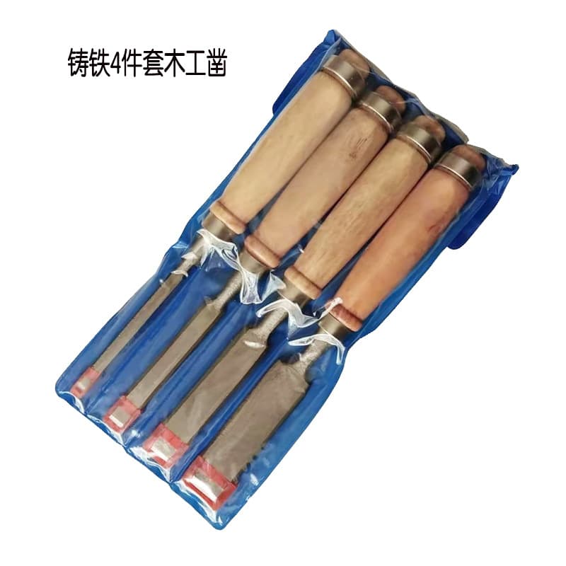 Craftsman Tool Flat Chisel Carving Knife Wooden Handle Cast Iron 4pc Woodworking Chisel Set Root Carving Wood Flat Set