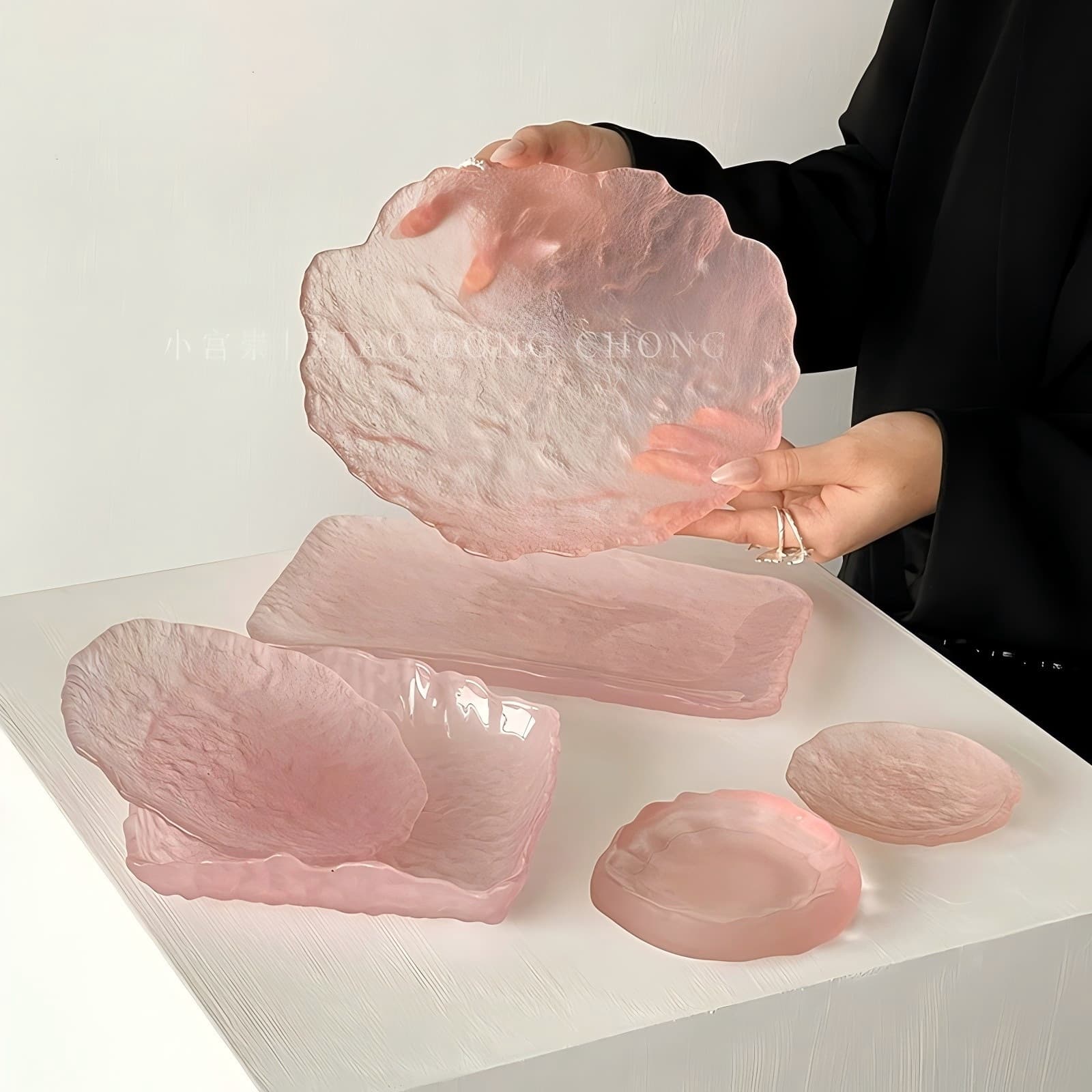 ins style irregular glacier glass fruit plate cake dessert plate snack plate snack plate snack plate