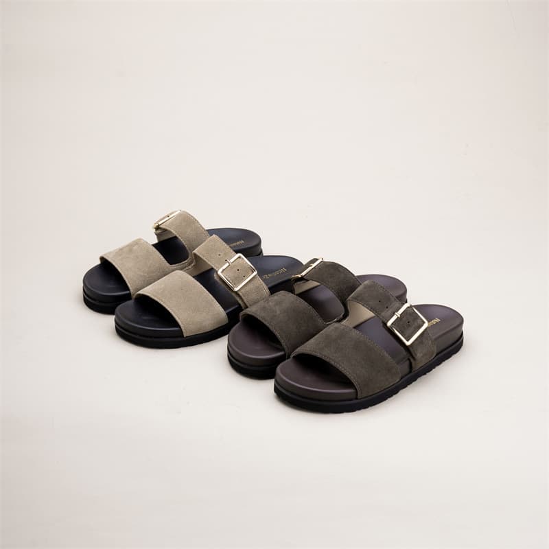 Birkenstock slippers for women's outer wear 2026 summer buckle thick-soled cow suede flip-flops retro casual beach slippers