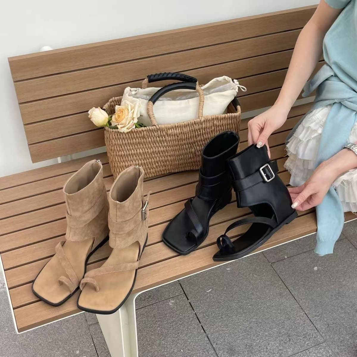 French Niche Cool Boots 2026 Summer New Style Toe-Covered Cool Boots with Hidden Height Increase Retro Korean Style Women's Cool Boots