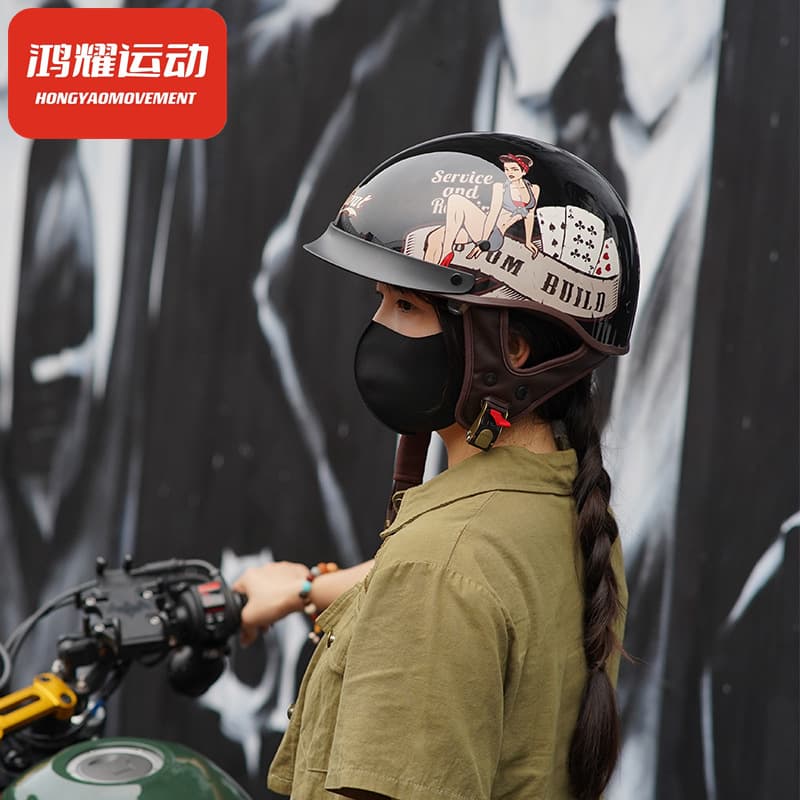 Retro Helmet Cruiser Motorcycle Skull Cap 3C Certified Half Helmet for Men Women Electric Bike Safety Helmet