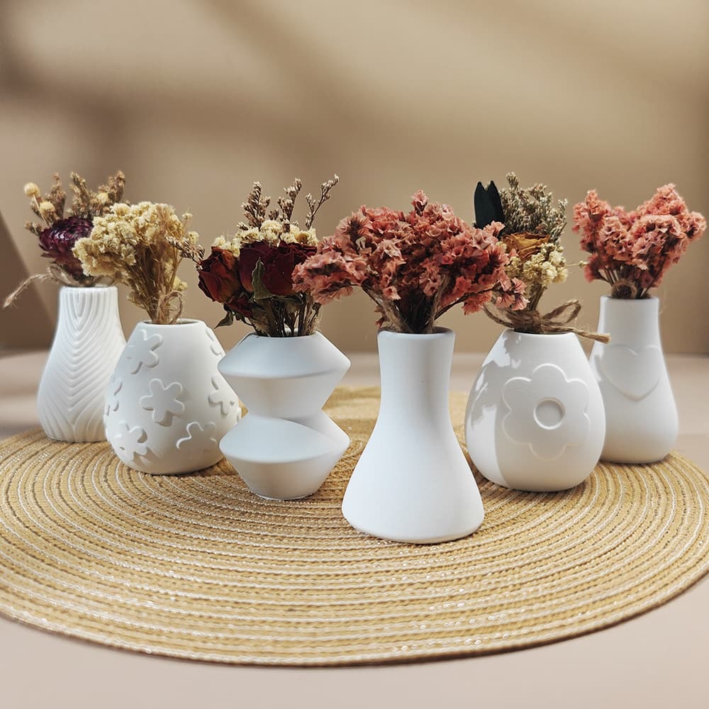 Quanmingxiang Raysin Mini Vase Silicone Mold Bohemian Style Plaster Vase Set Mold Cross-border