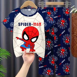 Children's Pajamas for Girls Spring/Autumn Short Sleeve 2026 New Style Medium/Large Kids Long Pants Set Homewear Wholesale