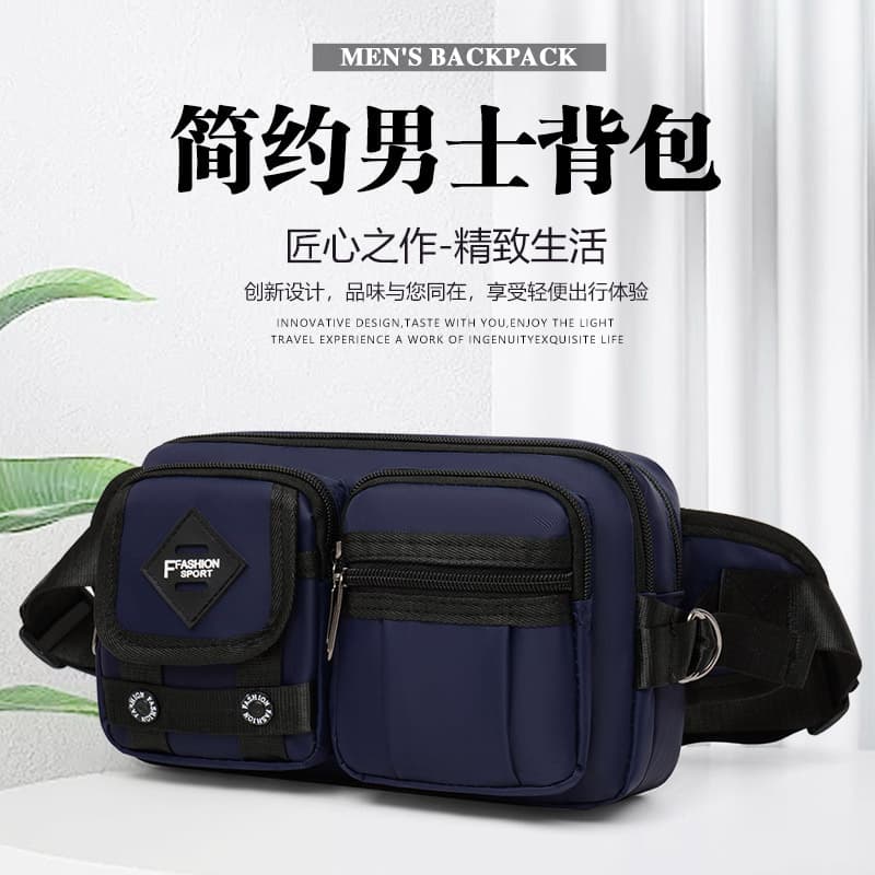 2024 Autumn and Winter New Outdoor Men's Waist Bag Trendy Crossbody Chest Bag Close-fitting Running Sports Cashier Bag Cross-Border Men