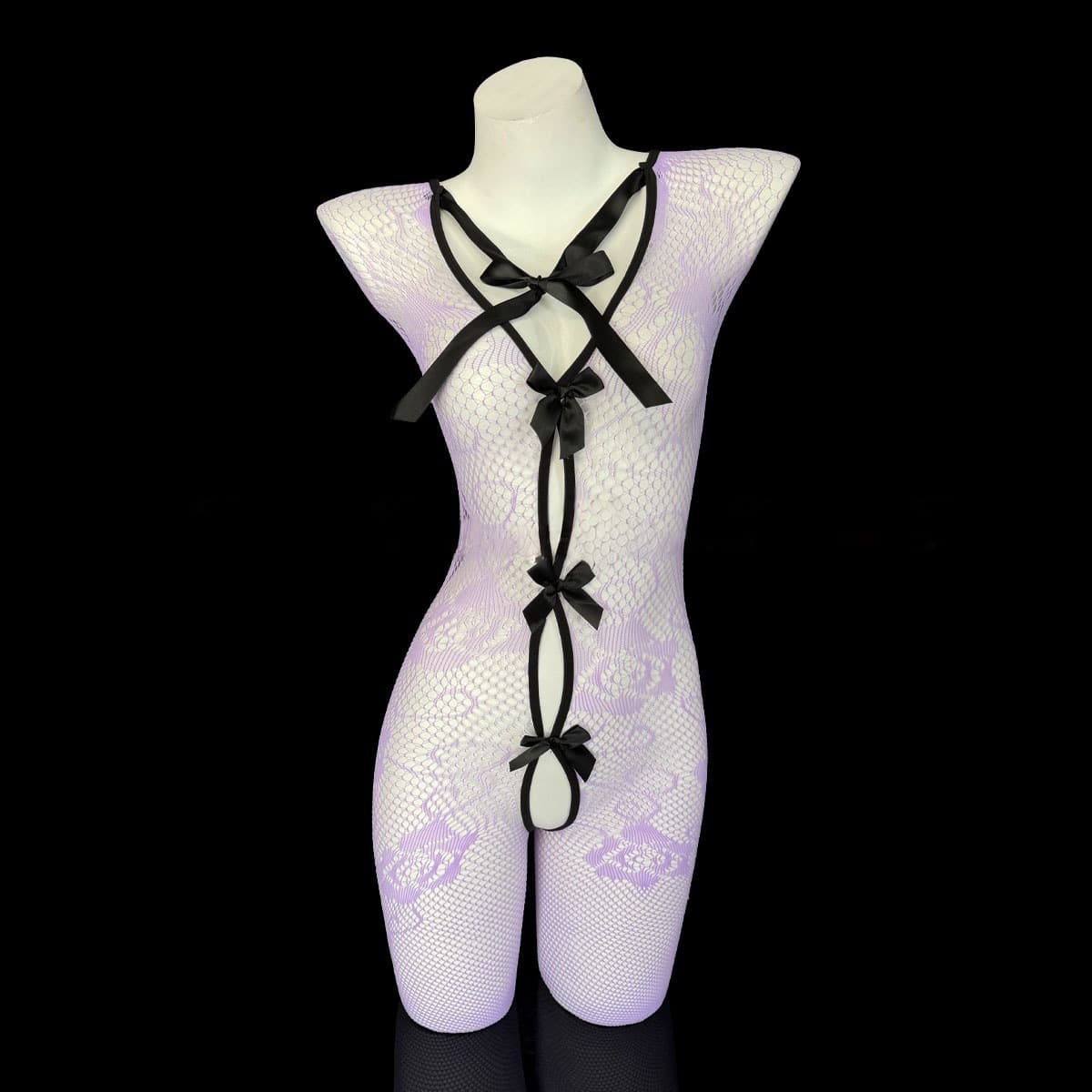 Sexy Lingerie Butterfly Knot Open Crotch Ripable Bodystocking Fishnet Sexy Passion No-removal Flirting Sheer Sleepwear Set
