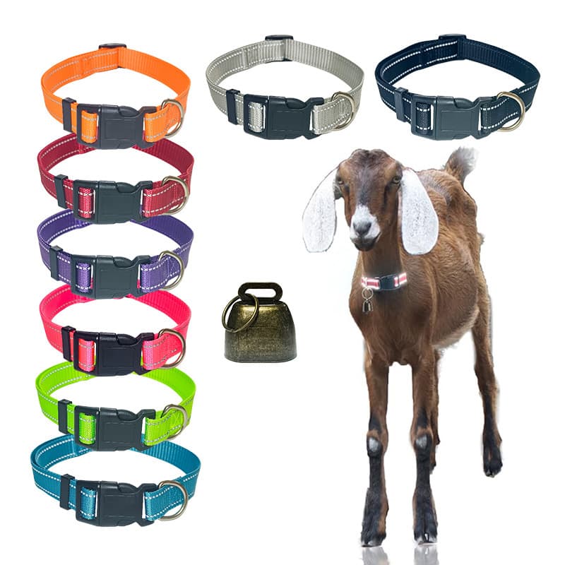 Cross-border pet supplies colorful reflective polyester goat collar with bell for animal cubs to prevent loss and loss